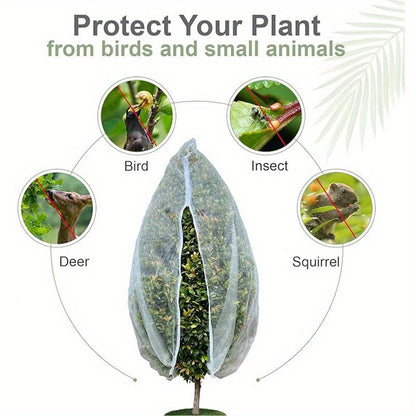 Garden Netting Sleeves with Cinch Cord | Ventilated Fabric Pouches Shield Growing Produce from Wildlife & Insects | Reusable Orchard