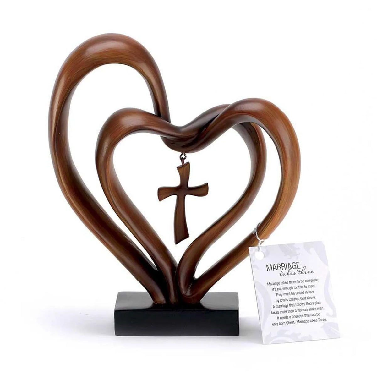 Marriage Takes Three - Entwined Heart & Cross Tabletop Accent