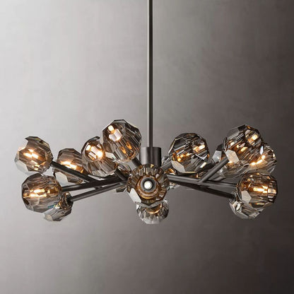 Spherical Crystal Chandelier with Brass Frame 24-72 Inch Modern Orb Light Fixture for Dining Room & Foyer