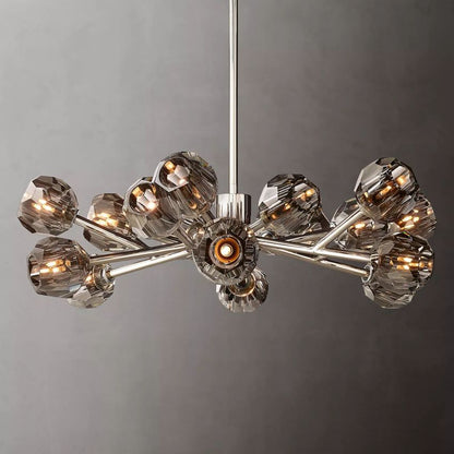 Spherical Crystal Chandelier with Brass Frame 24-72 Inch Modern Orb Light Fixture for Dining Room & Foyer