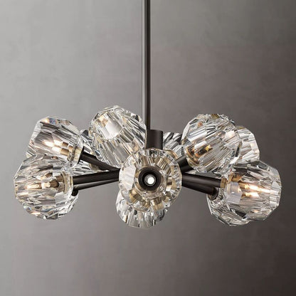 Spherical Crystal Chandelier with Brass Frame 24-72 Inch Modern Orb Light Fixture for Dining Room & Foyer