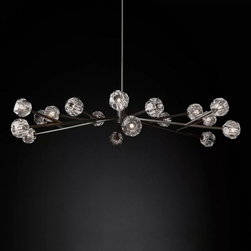 Spherical Crystal Chandelier with Brass Frame 24-72 Inch Modern Orb Light Fixture for Dining Room & Foyer