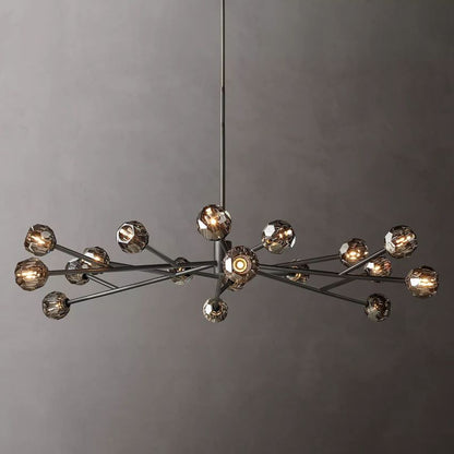 Spherical Crystal Chandelier with Brass Frame 24-72 Inch Modern Orb Light Fixture for Dining Room & Foyer