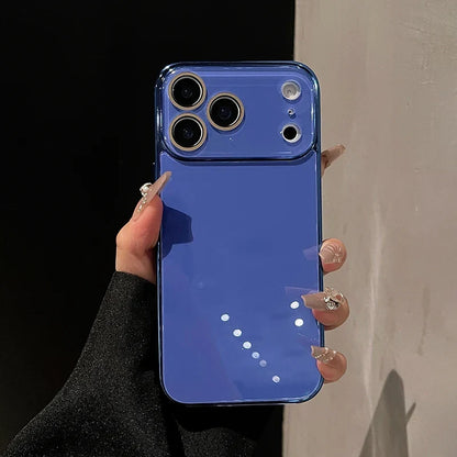 Tempered Glass iPhone Case with Camera Lens Shield & Plated Edges – Shockproof Protection for iPhone 11-17 Pro Max