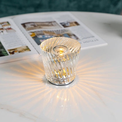 Rechargeable LED Accent Lamp with Crystal Reflective Glass – Compact Nightstand Light for Bedroom, Office Desk, Cozy Reading Nook