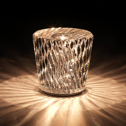 Rechargeable LED Accent Lamp with Crystal Reflective Glass – Compact Nightstand Light for Bedroom, Office Desk, Cozy Reading Nook