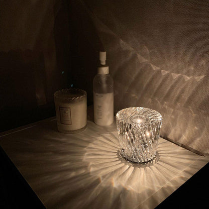 Rechargeable LED Accent Lamp with Crystal Reflective Glass – Compact Nightstand Light for Bedroom, Office Desk, Cozy Reading Nook