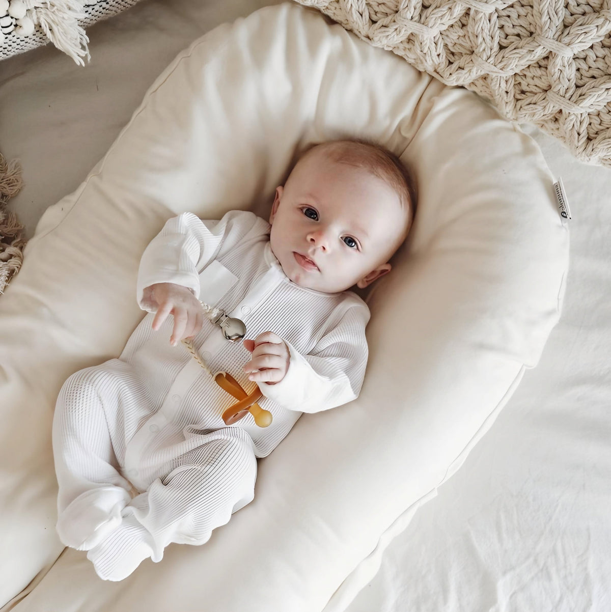 Portable Infant Lounger Cushioned Nest Bed for Newborns with Removable Washable Cover for Travel Nursery Tummy Time Supervised Rest