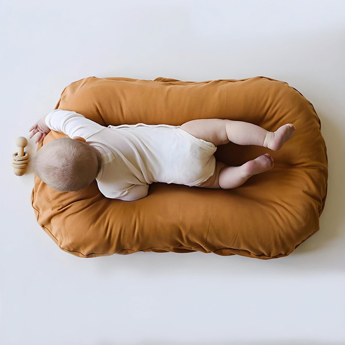 Portable Infant Lounger Cushioned Nest Bed for Newborns with Removable Washable Cover for Travel Nursery Tummy Time Supervised Rest