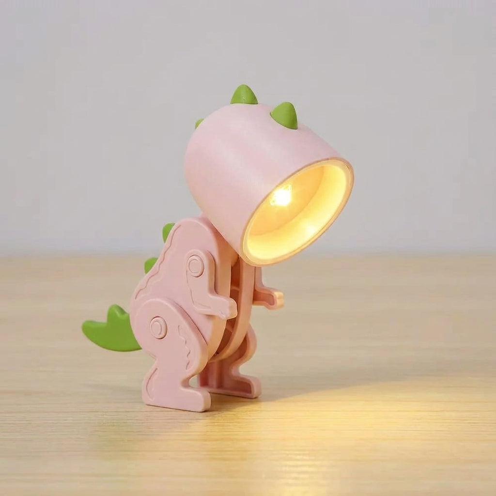 Rechargeable LED Clip-On Reading Light Foldable Dinosaur Design Portable Study Lamp for Desk Bedroom Travel Kids Students Compact Bedside Ni