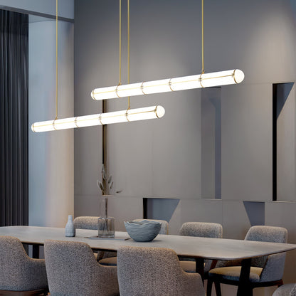 Linear Adjustable LED Overhead Fixture 59-Inch Metal Acrylic Three Color Temperatures for Dining Room Kitchen Living Space Modern Interior L