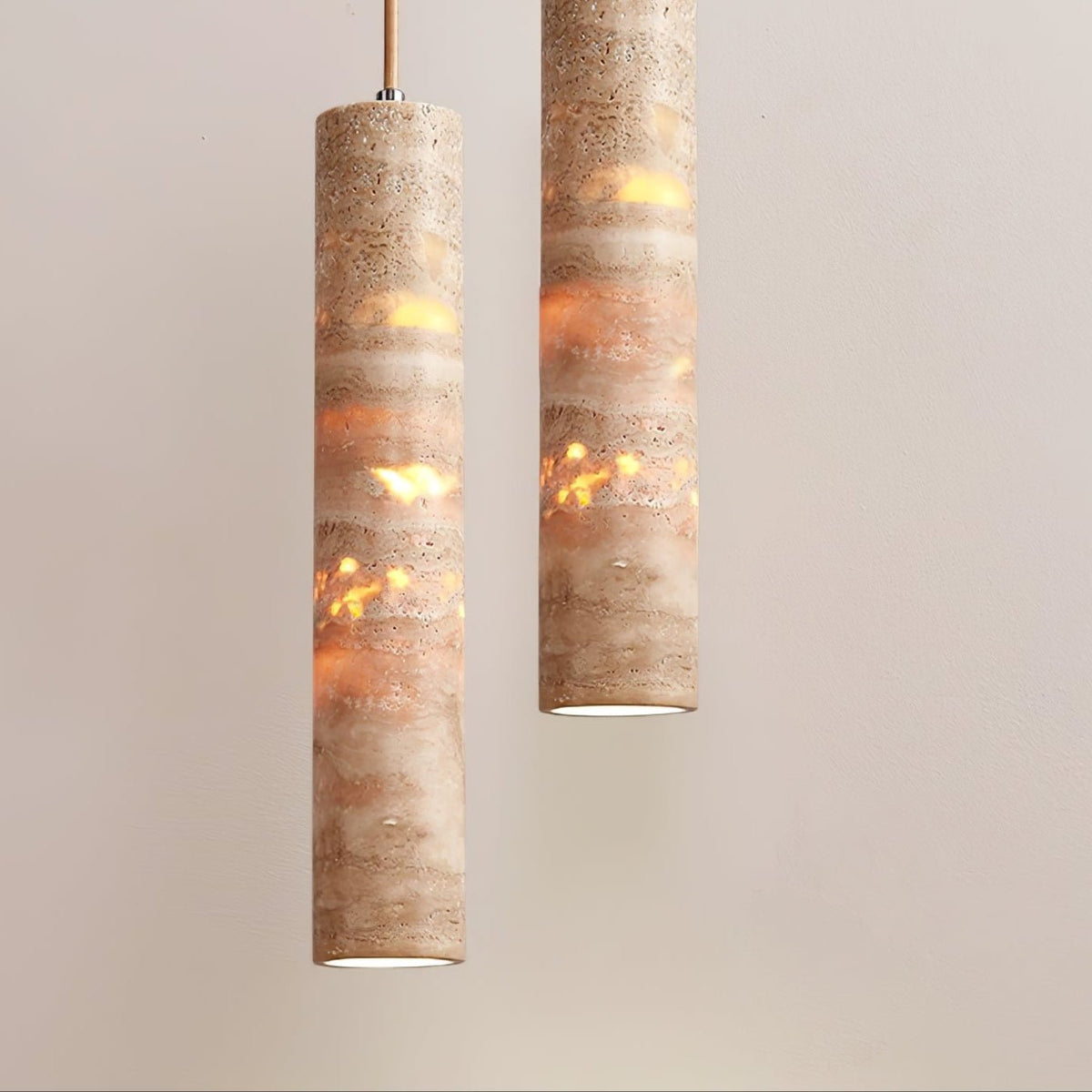Stone Drop Fixture E27 Cord-Adjust Beige 2.4 in Diameter Kitchen Island Bar Counter Dining Room Travertine Finish 10-14 in Natural Cylinder