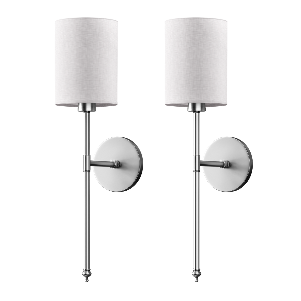 Rechargeable Sconce Set with Fabric Shade 20 in Height Wireless Installation RGB Dimmable Bedside Lights for Home Brushed Metal Finish Set o