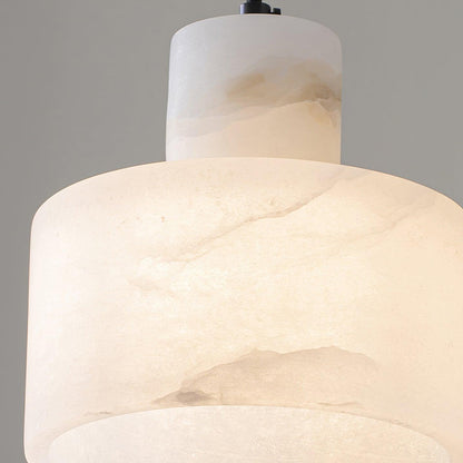 Stone Cylinder Hanging Lamp White Adjustable Drop Ceiling Fixture for Kitchen Island Dining Room Bedroom Hallway Natural Alabaster E27 Socke