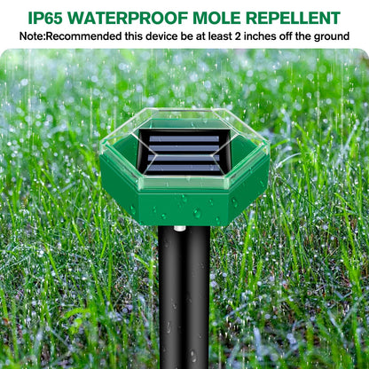 Solar Ultrasonic Pest Repeller Stake 4-Pack for Yard – Drives Away Burrowing Animals with Sonic Pulses – Waterproof Garden Defense for