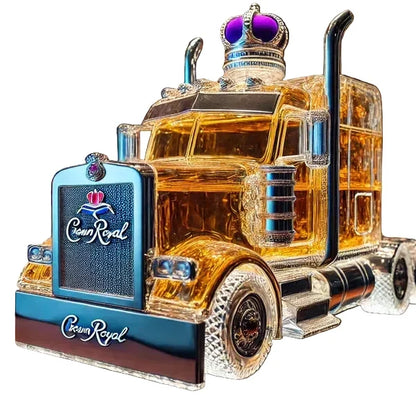 Semi Truck Glass Decanter 13 oz – Collectible Liquor Bottle for Bourbon, Scotch & Whiskey Display | Bar Accessories for Man Cave, Home Bar
