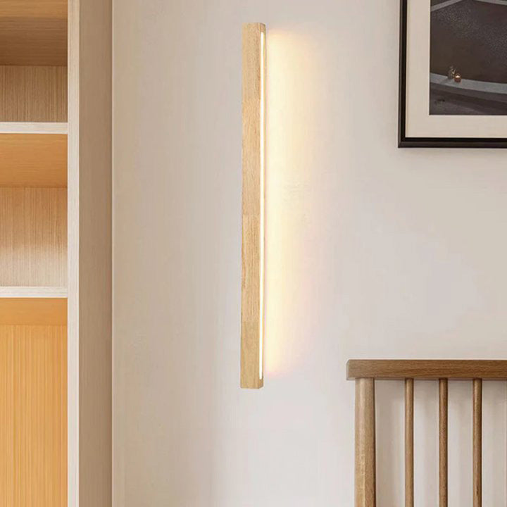 Linear LED Wood Sconce Adjustable 3-Color Temperature Vanity Mirror Light for Bathroom Bedroom Hallway Modern Nordic-Inspired Minimalist Amb