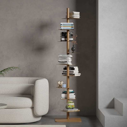 Tower Storage Rack 9-Tier Vertical Shelving Unit for Organizing Books Files Office Supplies Multicolor Steel Frame 68.5 in Tall 15.75 in Wid