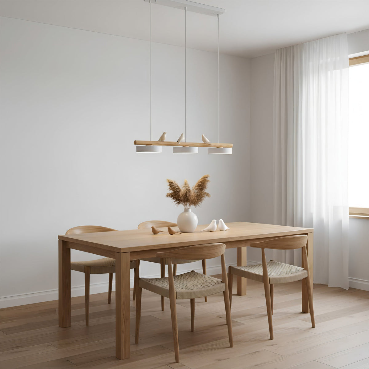 Sculptural Bird Ceiling Light 31 in with Movable Resin Accent LED Dimmable Metal Wood for Dining Room Bedroom Living Room Kitchen Modern Art