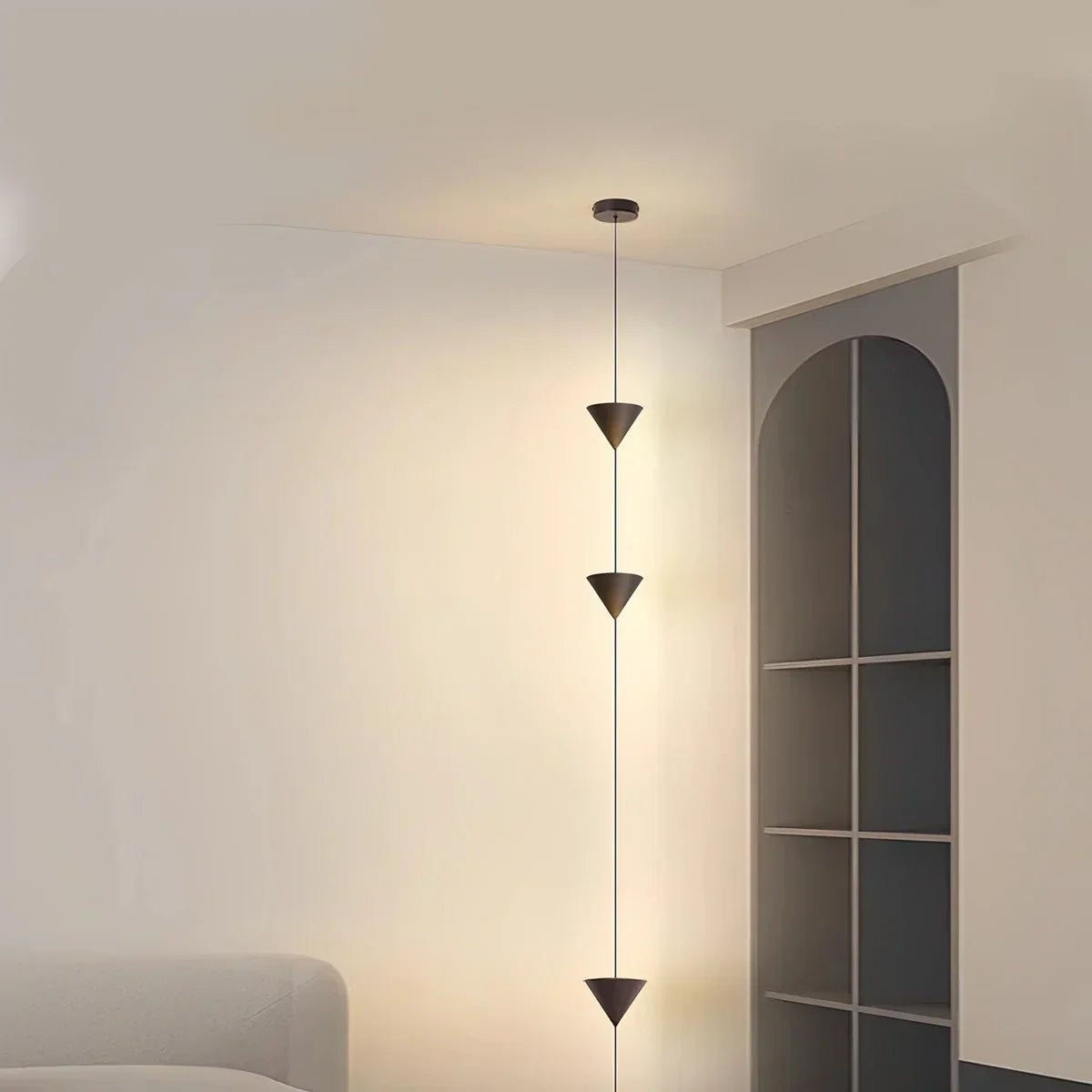 Tension Rod Pole Lamp Warm LED 11.5 Feet Adjustable Height Modern Minimalist Vertical Column Light for Bedroom Living Room Home Office Ambie