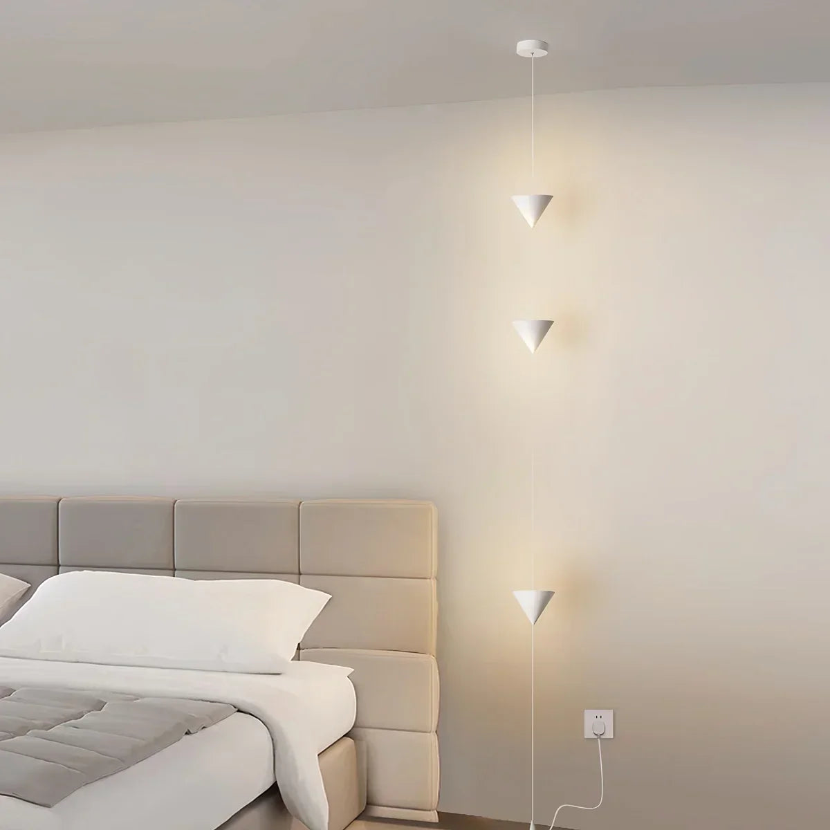 Tension Rod Pole Lamp Warm LED 11.5 Feet Adjustable Height Modern Minimalist Vertical Column Light for Bedroom Living Room Home Office Ambie