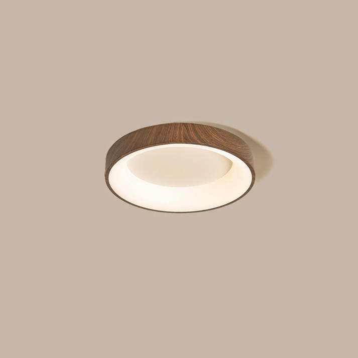 Round Flush Mount Light Fixture Wood Grain Finish 14-24 inch LED for Bedroom Living Room Hallway Modern Low Profile