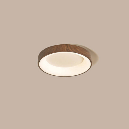 Round Flush Mount Light Fixture Wood Grain Finish 14-24 inch LED for Bedroom Living Room Hallway Modern Low Profile