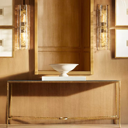 Textured Glass Wall Light Fixture Steel Frame Mid-Century Sconce for Living Room Bedroom Hallway Entryway