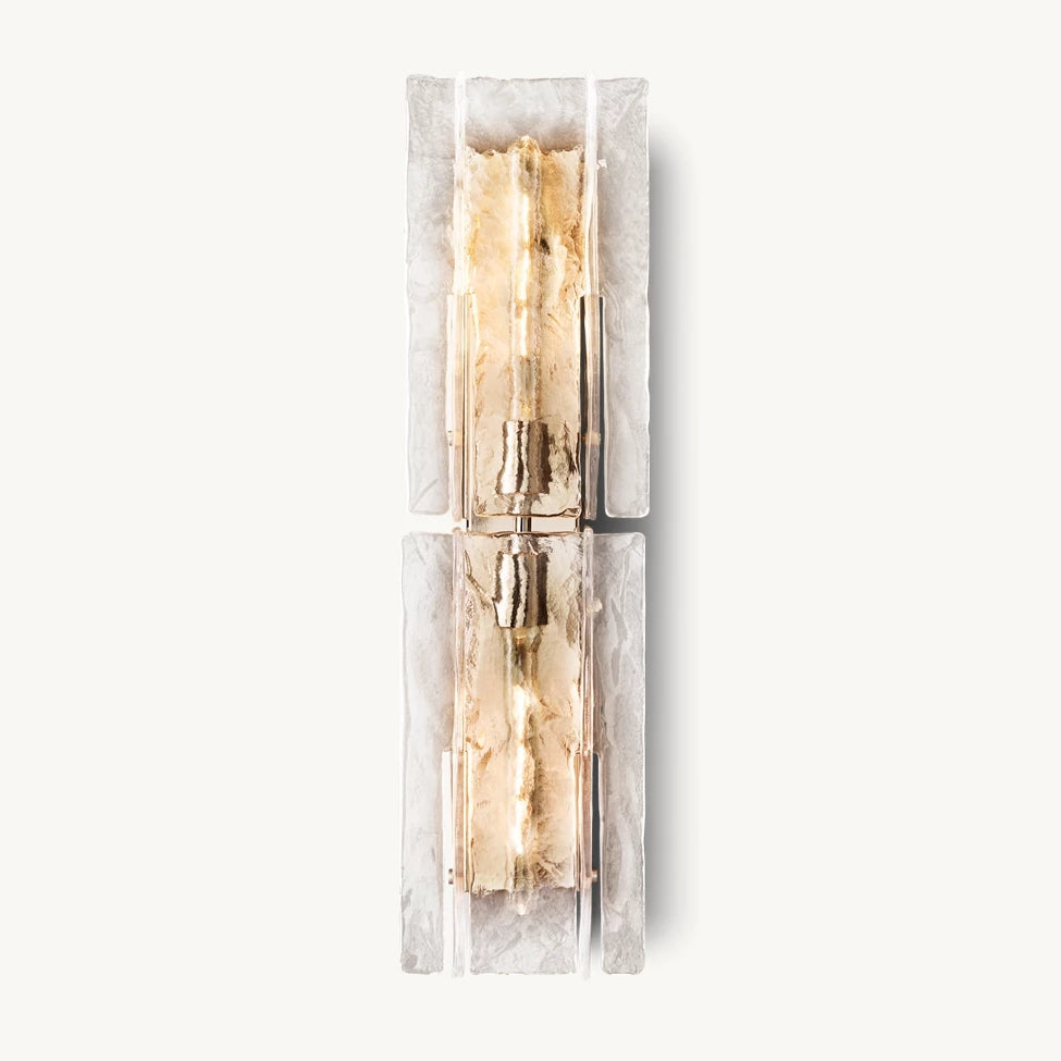 Textured Glass Wall Light Fixture Steel Frame Mid-Century Sconce for Living Room Bedroom Hallway Entryway