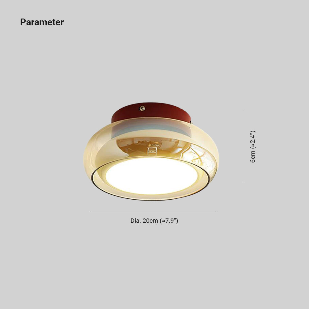 Glass Flush Mount Light with Tri-Color Switching for Up to 323 sq ft Spaces Cherry Amber Indoor Fixture for Bedroom Living Room Dining Area