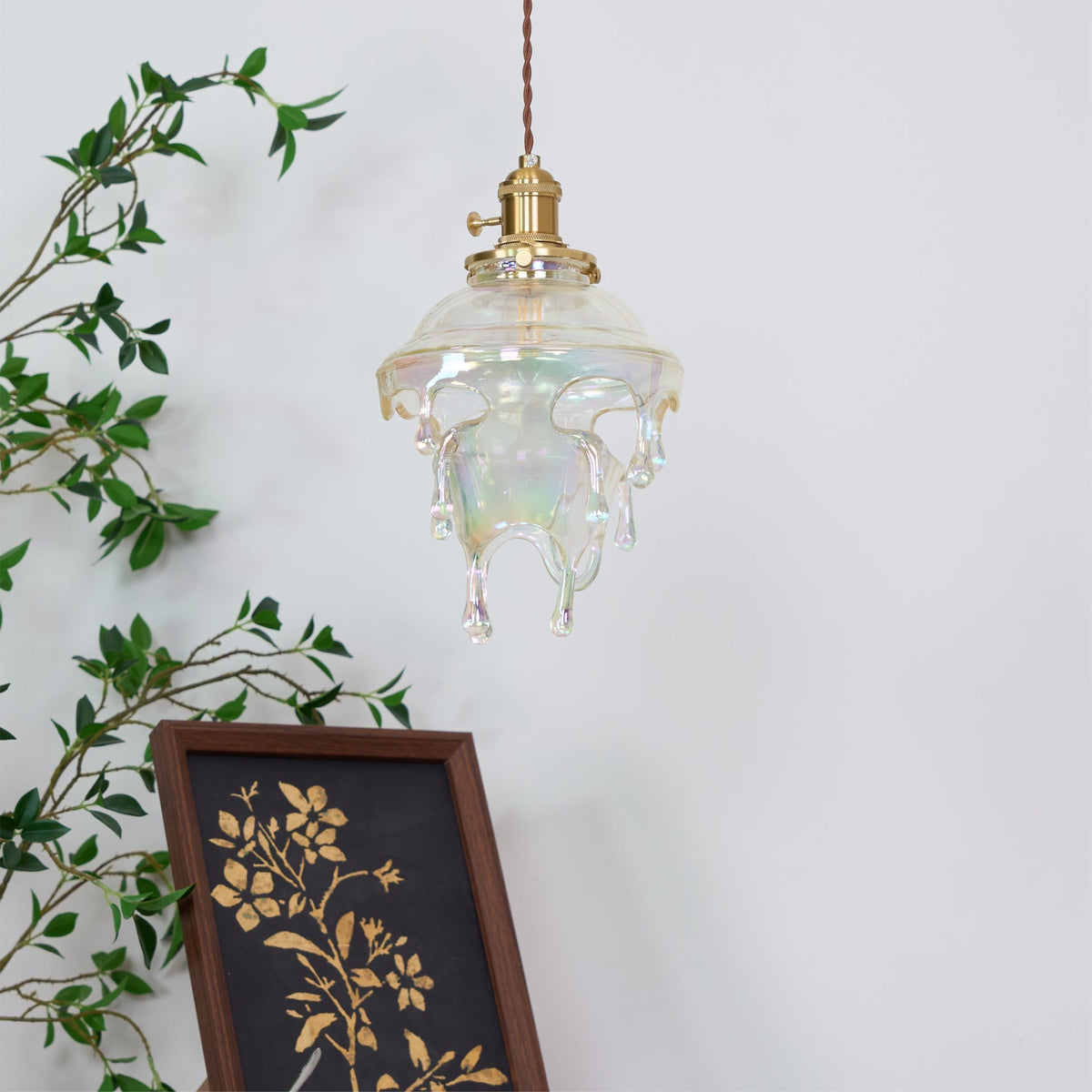 Resin Drip Hanging Lamp for Dining Room & Kitchen | Adjustable Cord Ceiling Fixture | LED or Edison Bulb Compatible | Modern Art Statement P
