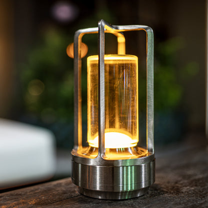 Rechargeable Crystal LED Lantern with Touch Dimmer & USB Port – Gold Silver Black Cordless Accent Lamp for Bedroom Nightstand Dining Table