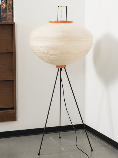 Handcrafted Paper Shade Tripod Standing Lamp 20 in White for Living Room Bedroom Reading Nook Accent Light Japandi Minimalist Decor