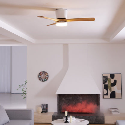 Sycamore Wood Ceiling Fan with LED Light – Whisper-Quiet 6-Speed DC Motor, Reversible Airflow, Remote Control, 42/48/52 Inch