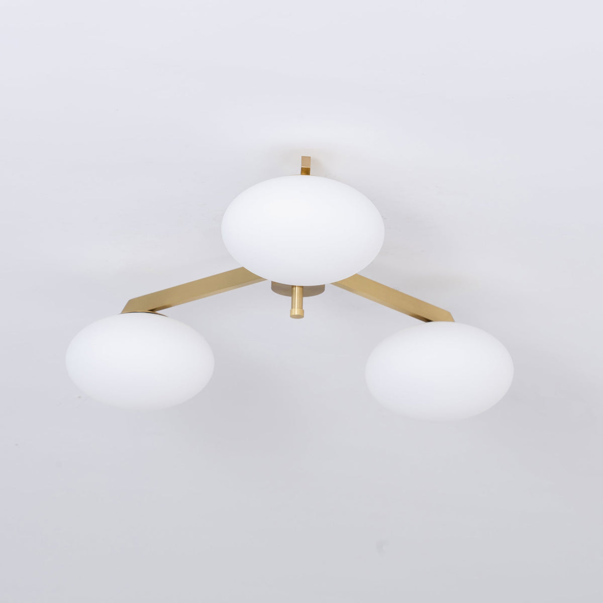 Five-Arm Flush Mount Ceiling Fixture with Milky White Shades in Warm Gold Finish for Kitchen Island Bedroom Hallway Entry Foyer Low Profile