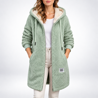 Women's Hooded Fleece Jacket with Pockets – Soft Relaxed-Fit Zip-Up for Fall & Winter Layering