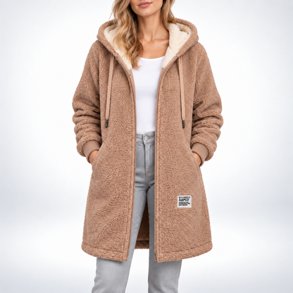 Women's Hooded Fleece Jacket with Pockets – Soft Relaxed-Fit Zip-Up for Fall & Winter Layering