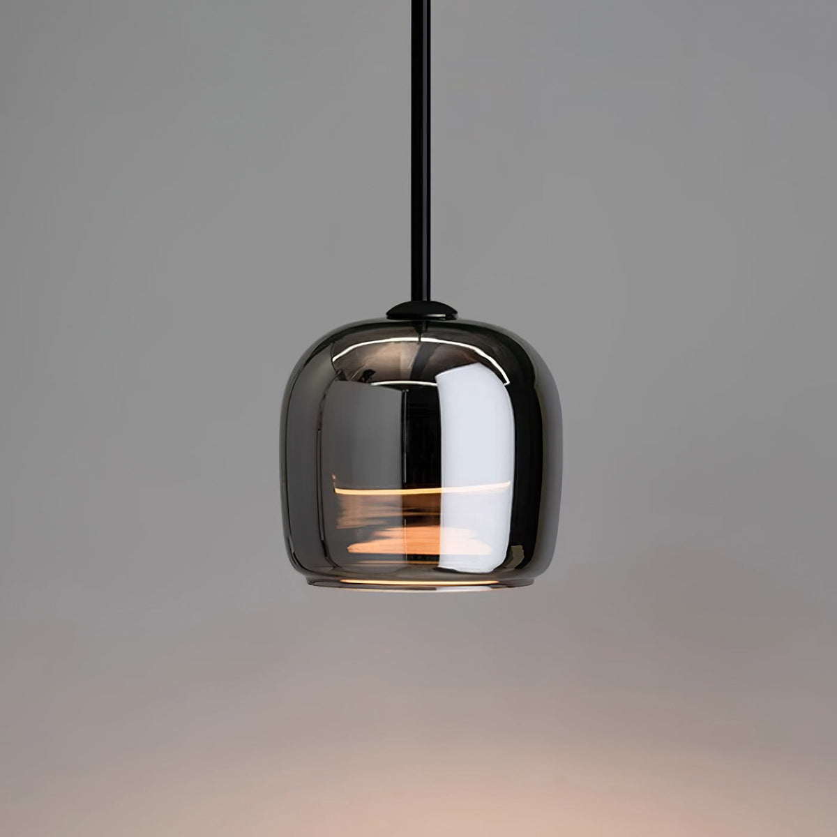 Glass Hanging Lamp 6.3 Inch Smoke Gray LED for Kitchen Island Dining Area Ceiling Mount Modern Minimalist Interior Lighting