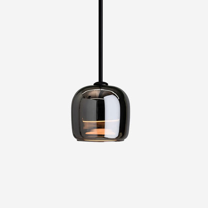 Glass Hanging Lamp 6.3 Inch Smoke Gray LED for Kitchen Island Dining Area Ceiling Mount Modern Minimalist Interior Lighting