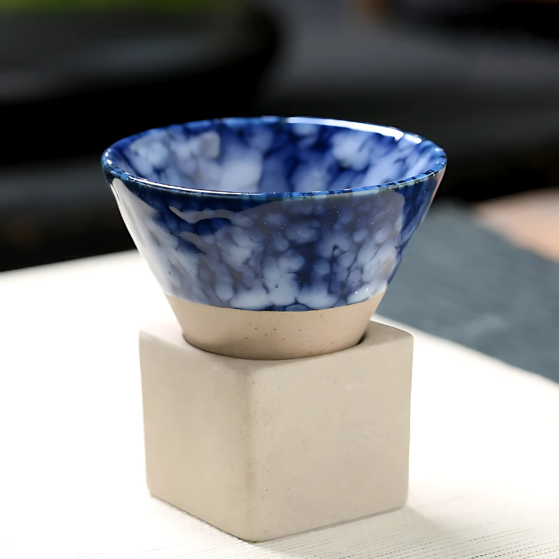 Handcrafted Ceramic Coffee Cup with Saucer – Japanese-Inspired Glazed Espresso Mug for Coffee Lovers & Tea Enthusiasts