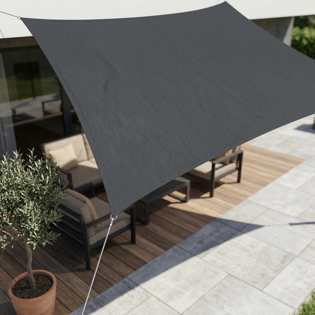 Rectangle Canopy Tarp 10×16.5 ft Waterproof Sunshade for Deck Yard Pool Balcony Pergola Gazebo Porch Awning 98% UV Block Shelter with Rope T