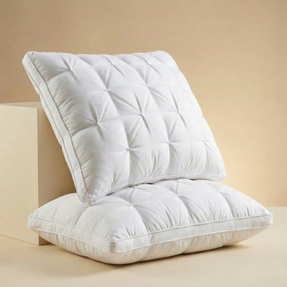 Down Pillow Soft Support Breathable Cotton Cover for Back & Stomach Sleepers Goose Down Fill Machine Washable Hotel Comfort