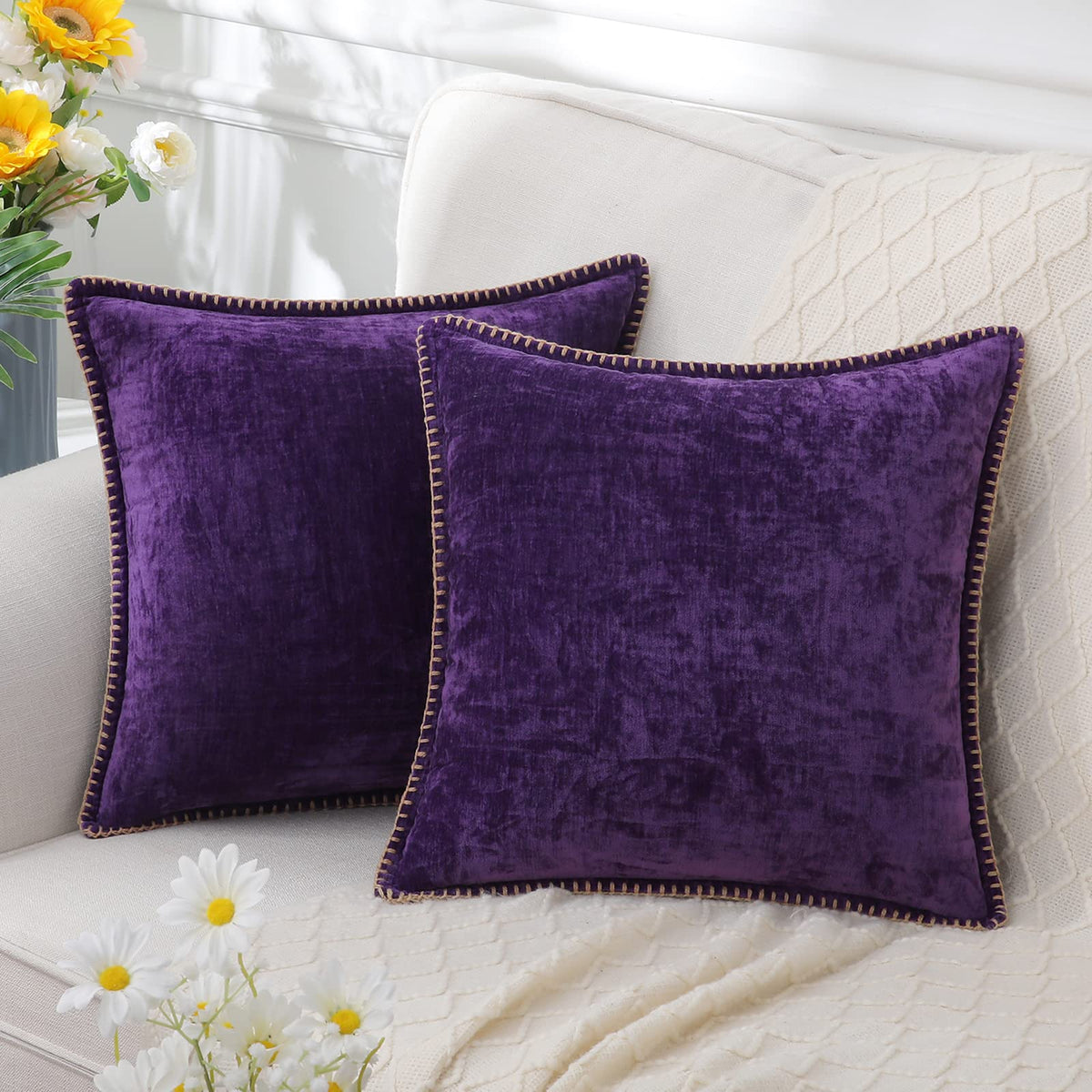 Decorative Pillow Cover Chenille, Sofa Cushion Cover for Couch, Throw Pillow Cover for Bedroom and Living Room
