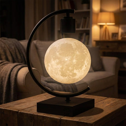 Floating Lunar Globe LED Accent Light with Magnetic Levitation Stand for Bedroom Nightstand Study Desk Living Room Astronomy Space Theme Dec