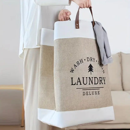 Deluxe Laundry Basket - Durable Microfibre, Collapsible Design