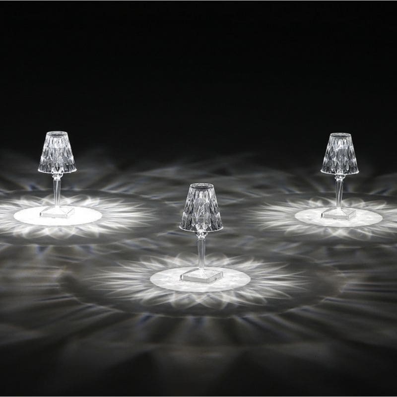 Cordless Touch-Dimming Crystal Lamp with 3 Brightness Settings for Nightstand Desk Reading Light Portable Rechargeable Accent Lighting