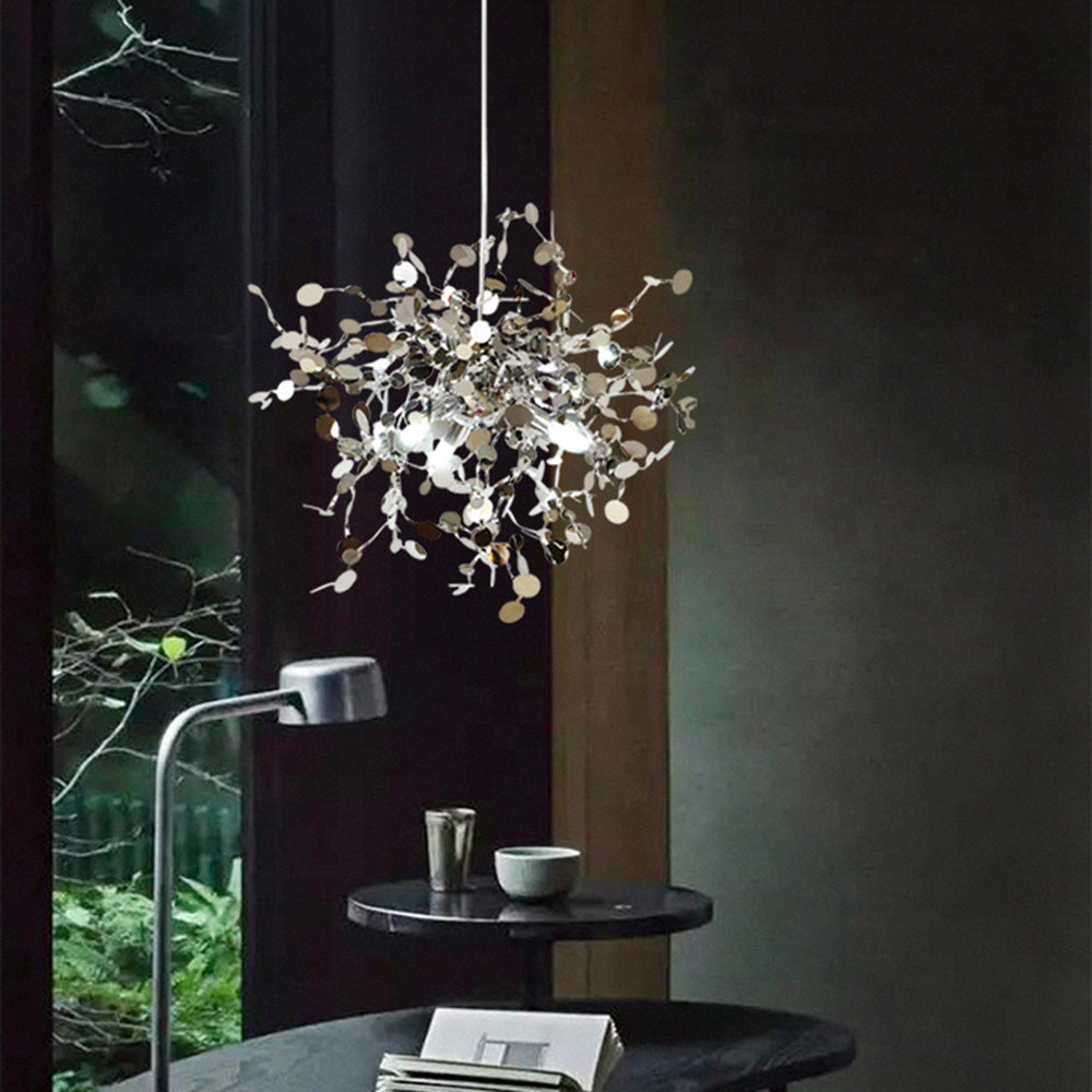Mid-Century Starburst Hanging Fixture with Height-Adjustable Chain for Dining & Living Spaces Gold or Silver Finish G9 Socket Metal Construc