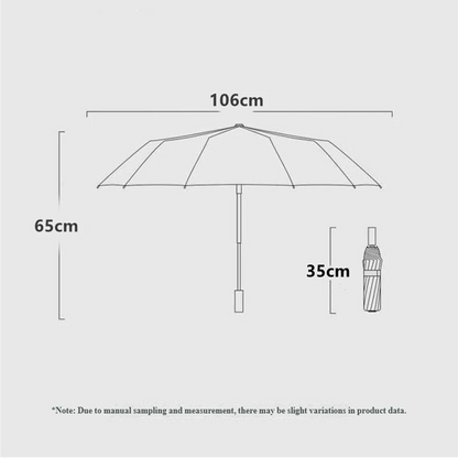 Windproof Auto-Open Compact Umbrella with Wood Grip for Rain & Travel – Large Canopy Folding Design for Golf, Commute & Everyday Storm