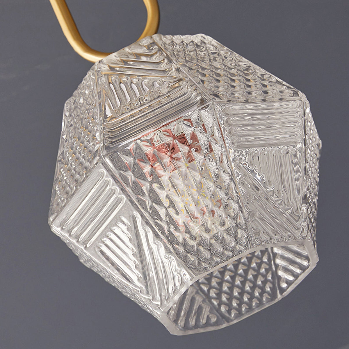 Geometric Glass Pendant Light with Faceted Shade | Polished Metal Hanging Fixture for Kitchen Island Entryway Breakfast Nook Hallway