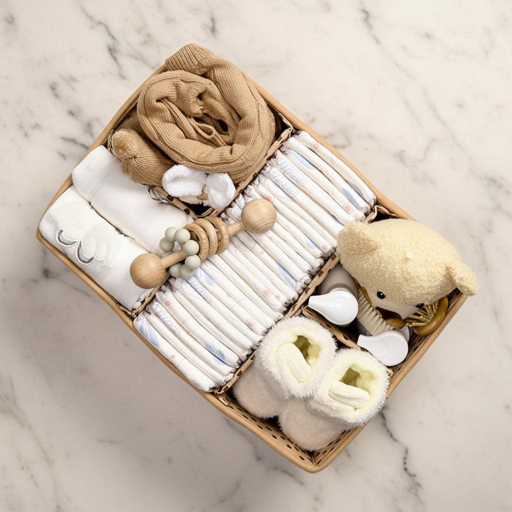 Plush Sherpa Diaper Caddy Organizer with Adjustable Dividers | Versatile Baby Storage Solution for Easy Nursery Organization